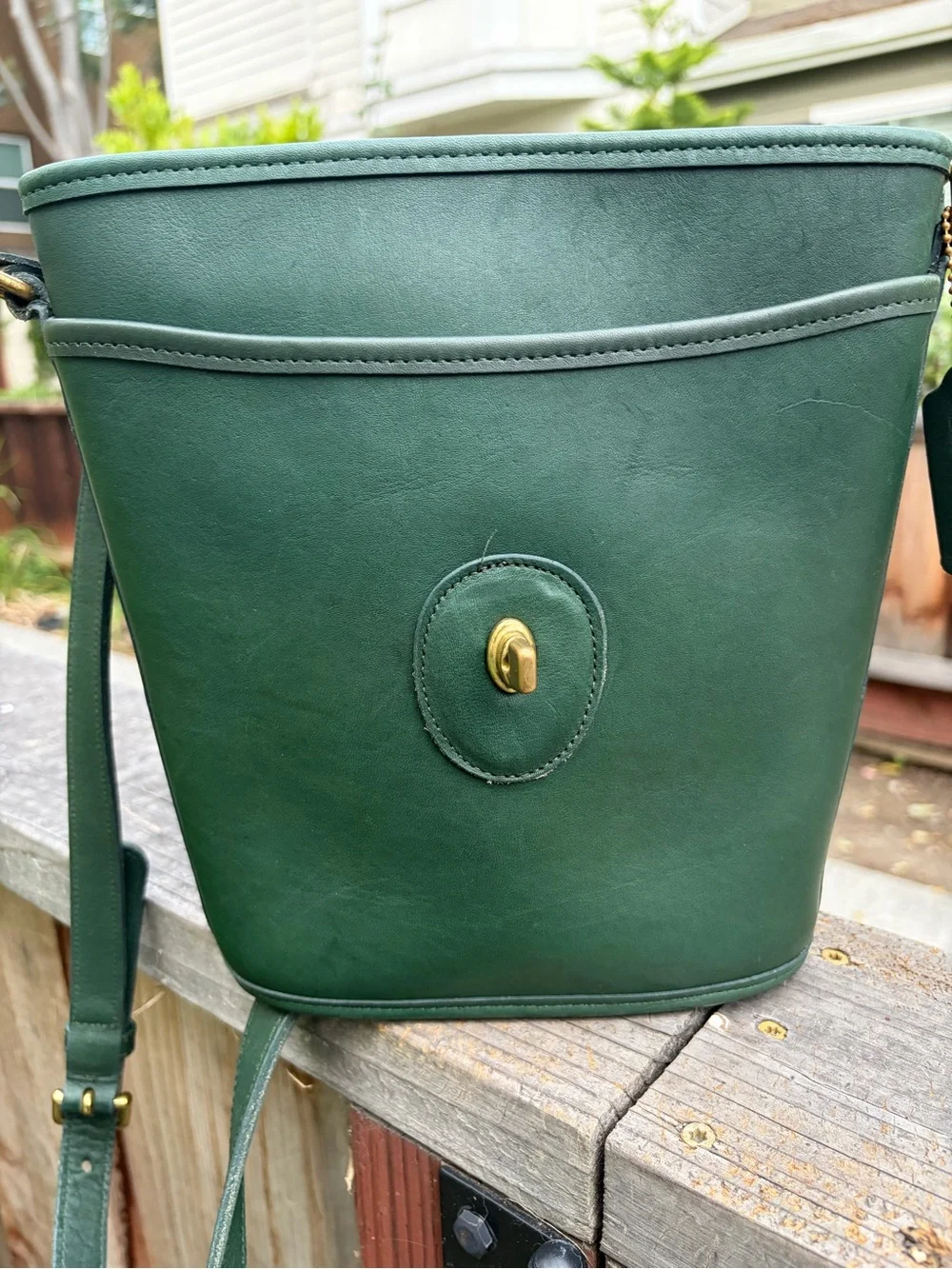Coach Bottle Green Bradley Bucket Bag EUC